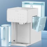 Purified ice cubes, chilled water, boiling water