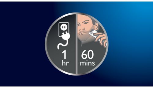 60 minuti di utilizzo senza filo con 1 ora di ricarica o utilizzo con cavo