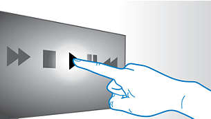 Przyciski sterujące ekranu dotykowego umożliwiają proste odtwarzanie i kontrolę głośności