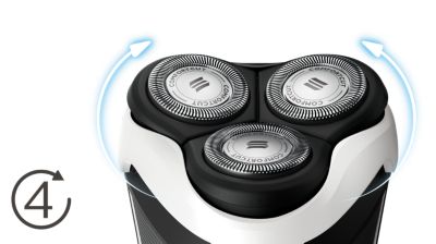 Têtes flexibles dans 4 directions pour un rasage facile des courbes de votre visage