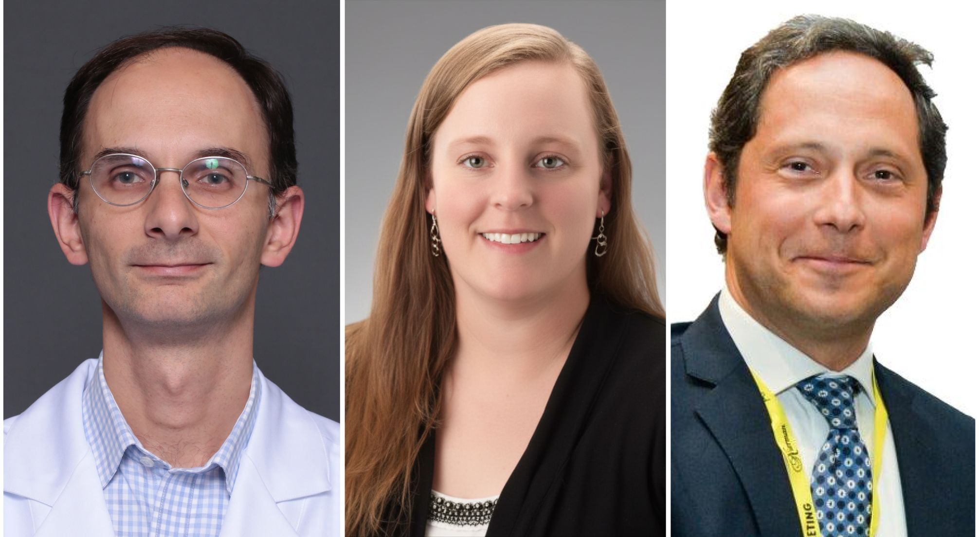 Ein Porträt zeigt Pedro Genta, MD, Jennifer Newitt, MD und Olivier Vanderveken, MD, PhD 
