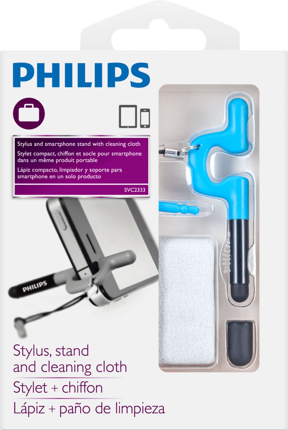 Стилус, подставка и очищающая салфетка SVC2333/10 | Philips