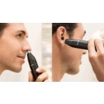 Quickly trims nose and ear hair