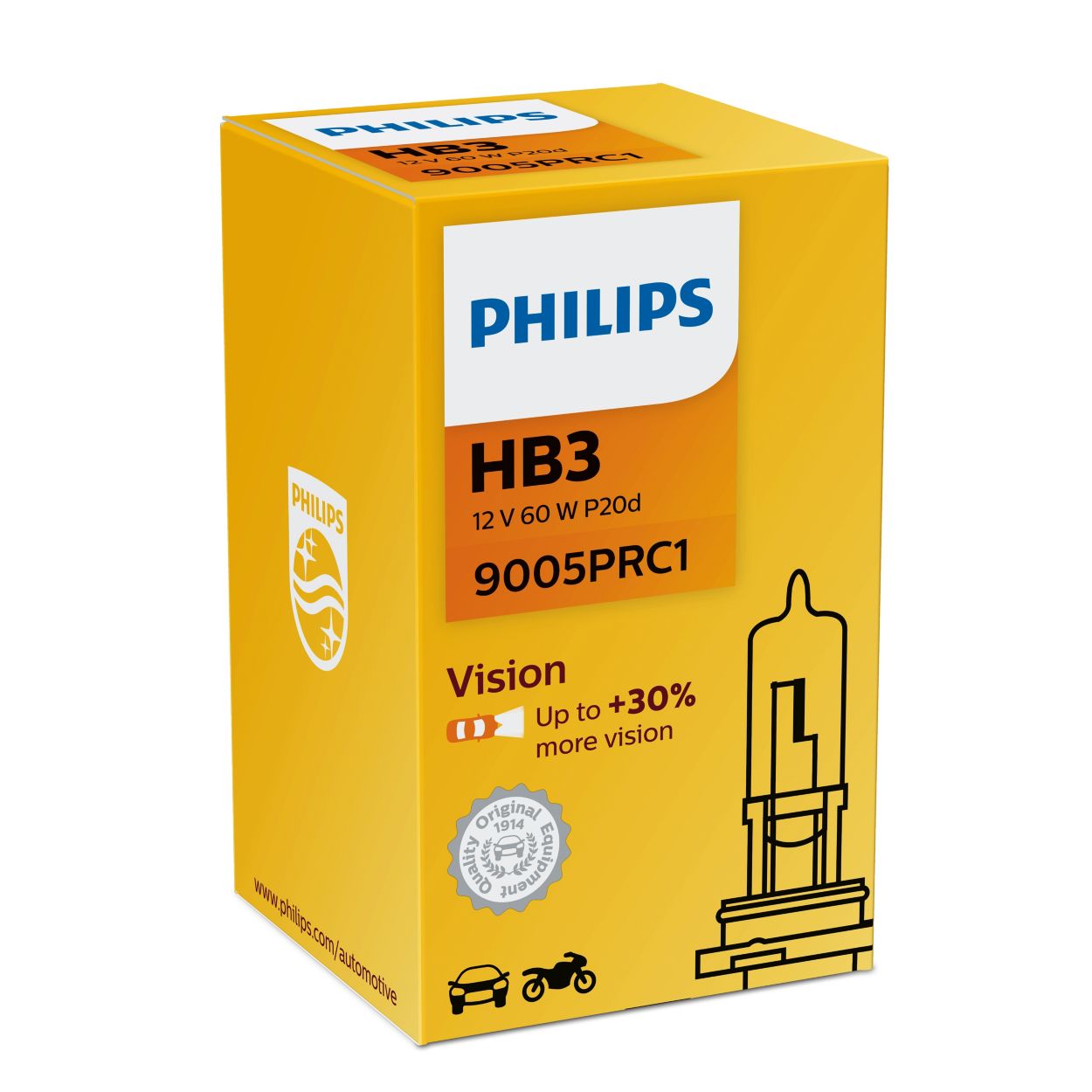 Ampoule PHILIPS 1 ✕ HB3 Vision - 9005PRC1 au meilleur prix - Oscaro