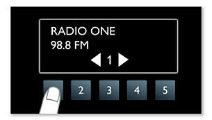 5 one touch buttons for easy access to favorite radio tunes