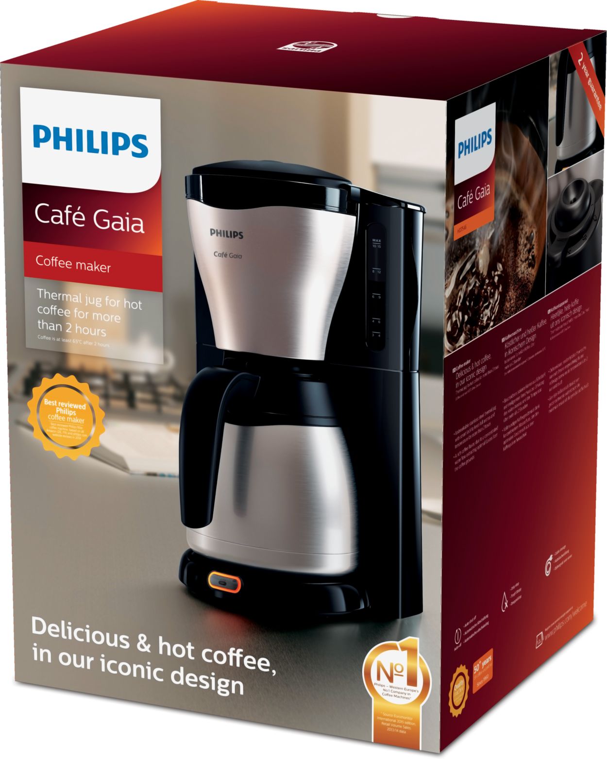 Café Gaia Filterkaffeemaschine, Thermoskanne HD7546/20