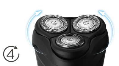 Flex glave koje se pomiču u 4 smjera omogućavaju jednostavno brijanje svakog pregiba