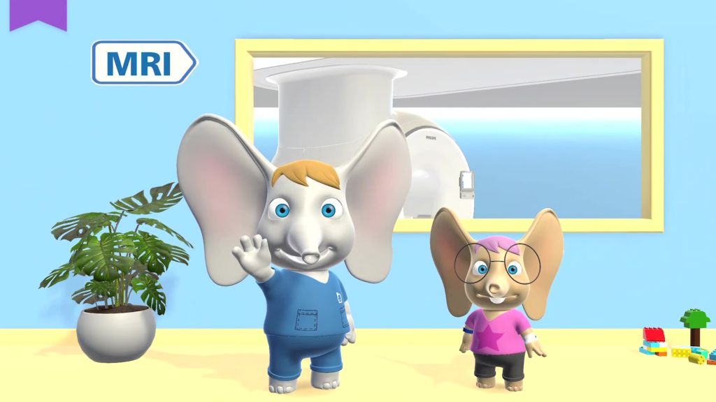 Ollie and friend in the Philips Scan Buddy app MRI game