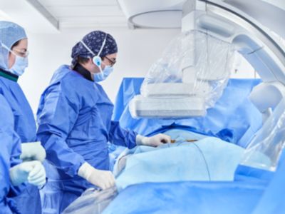 Surgeon operating FlexArm system in OR regional hospital Mulhouse, France