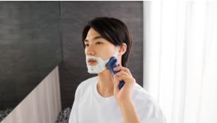 Wet and dry shaving at the sink or in the shower
