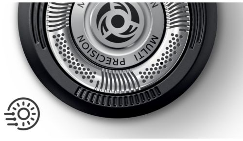 Blades raise then cut long and short hairs for a fast shave