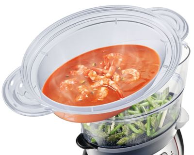 Eriti suur aurutusnõu supi, hautise, riisi jms valmistamiseks