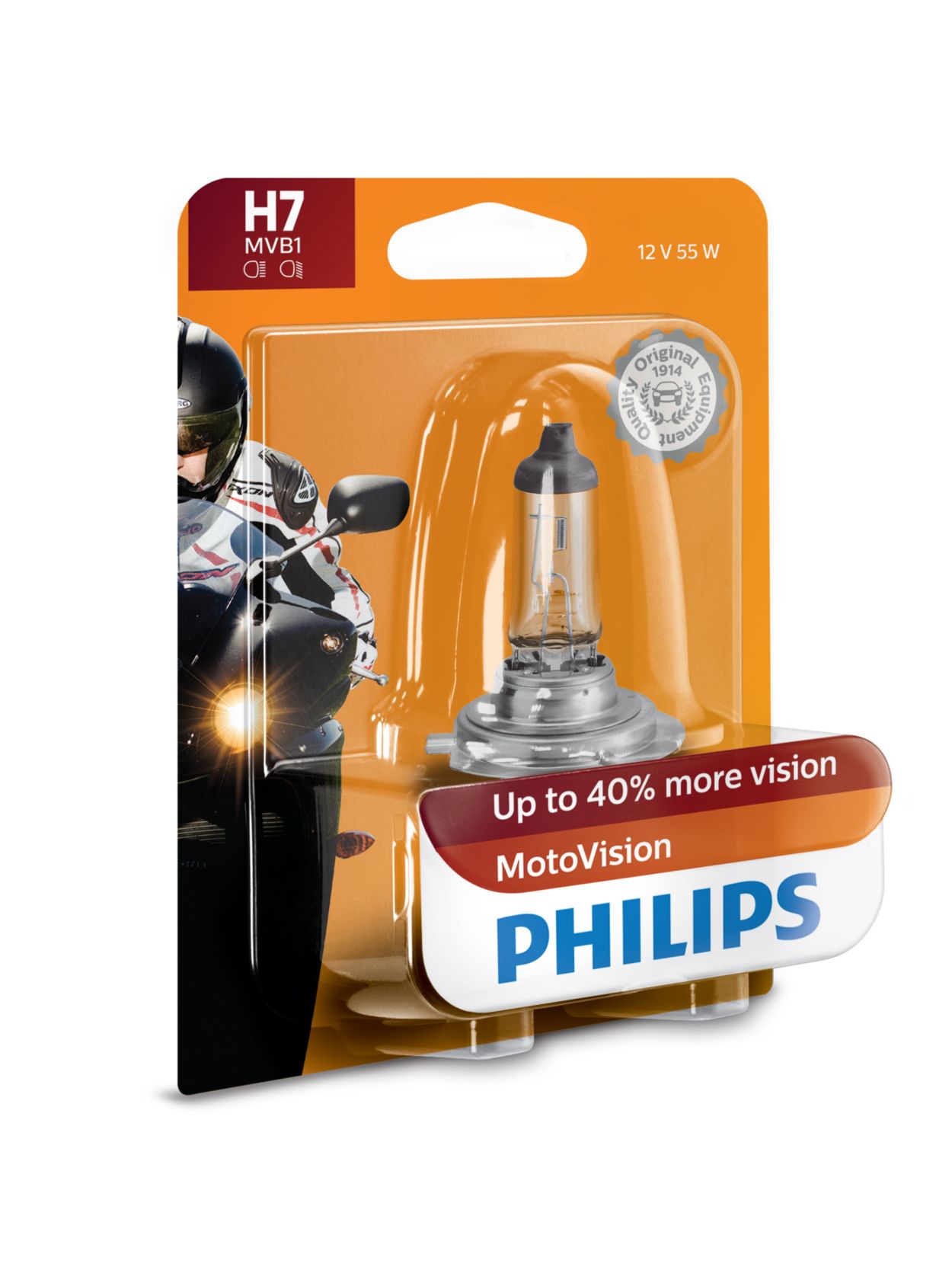 PHILIPS MotoVision H7 55W ŻARÓWKA MOTOCYKLOWA +30% nr. kat: 12972PRBW