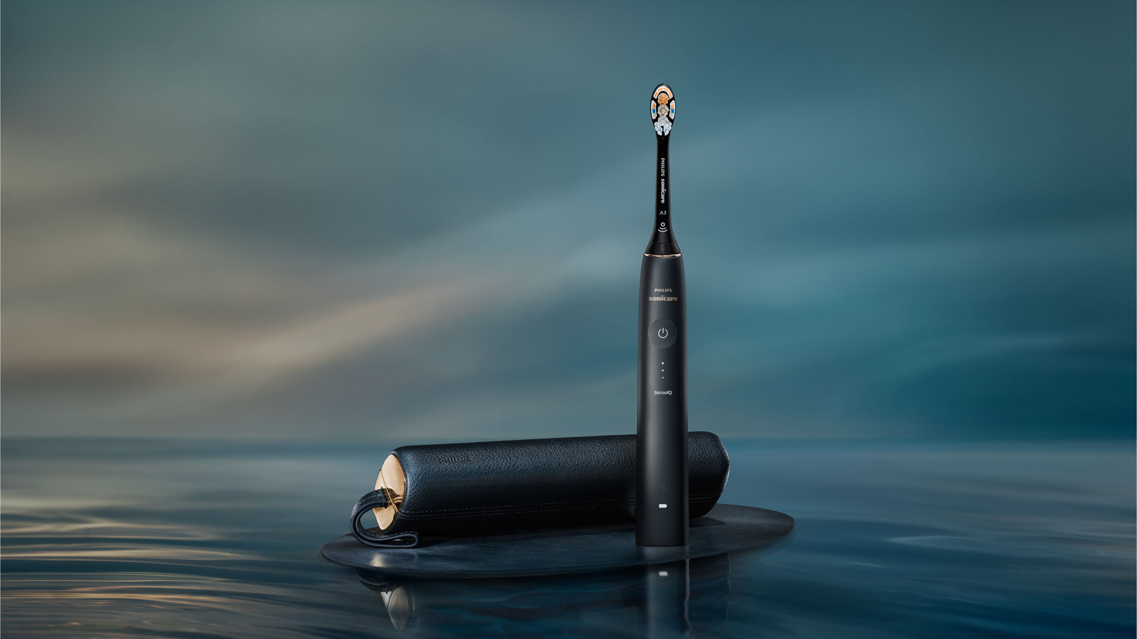 Philips Sonicare 9900 Prestige stående på en bänkskiva