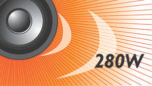 Os 280 W RMS de potência proporcionam um excelente som para filmes e músicas