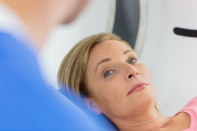 Female patient with staff