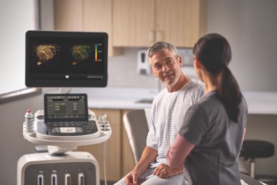 Patient receiving care from nurse with Epiq Elite
