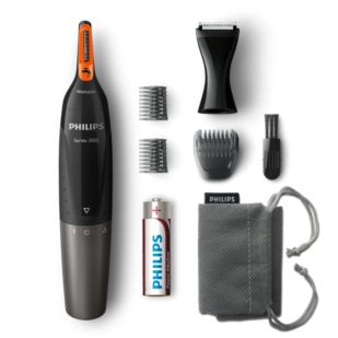 Nose trimmer series 5000 Zachte trimmer voor neus, nek en bakkebaarden