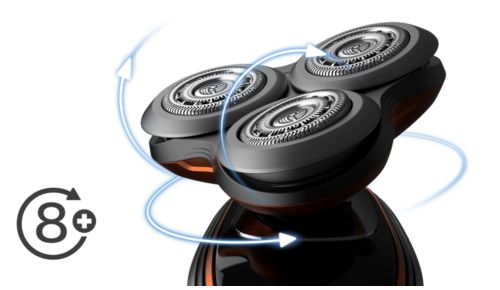 Köpfe bewegen sich in 8 Richtungen für ein optimales Ergebnis