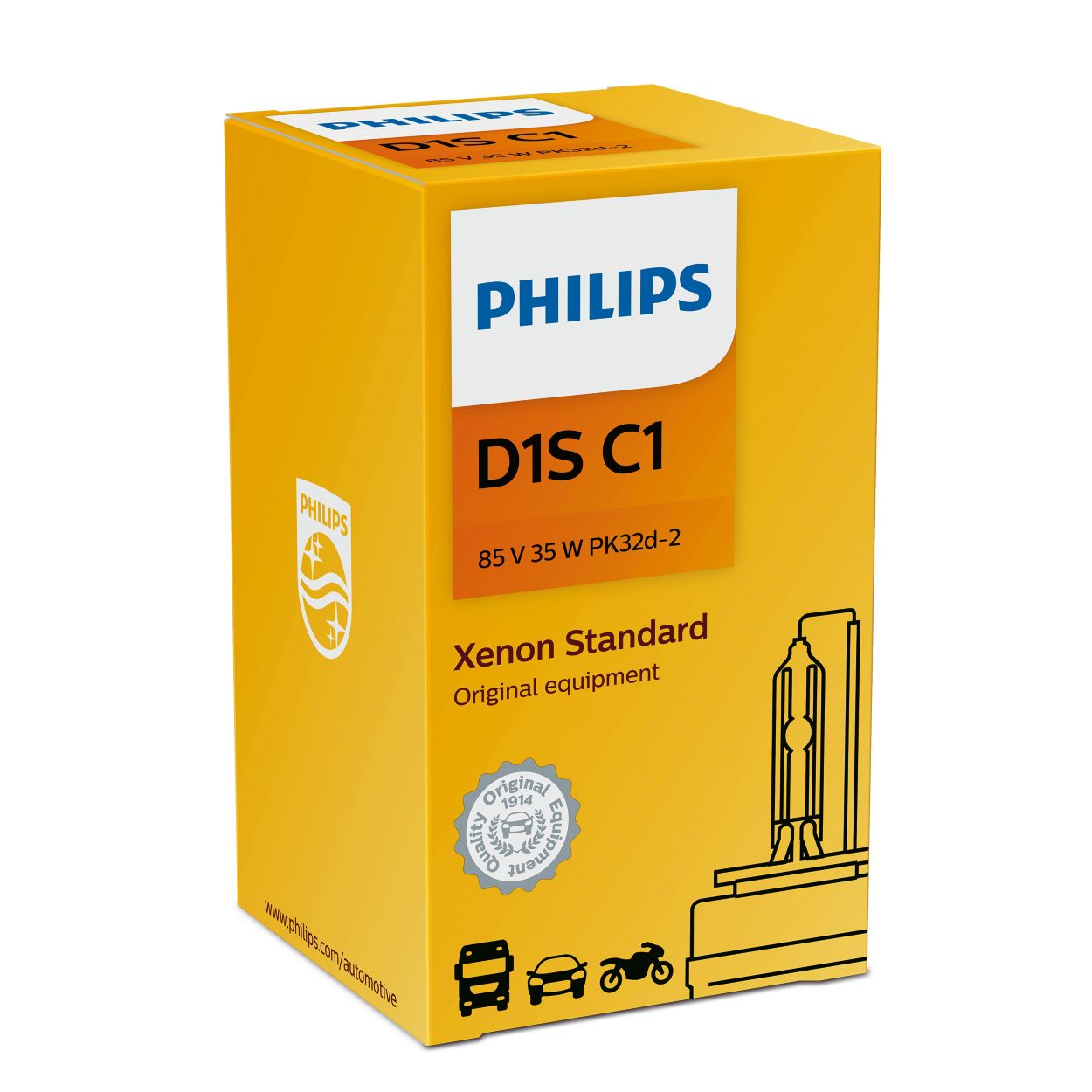 D1S x 2 Pcs. Xenon Standard Headlight Bulbs 35W 85415C1 HID Technology by  Philips + Wipe 