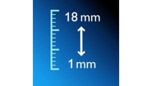 18 secured length settings from 1mm up to 18mm