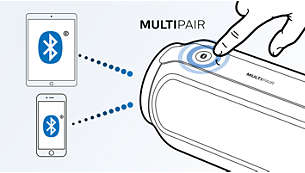 Okamžite prepínajte hudbu medzi 2 zariadeniami vďaka systému MULTIPAIR