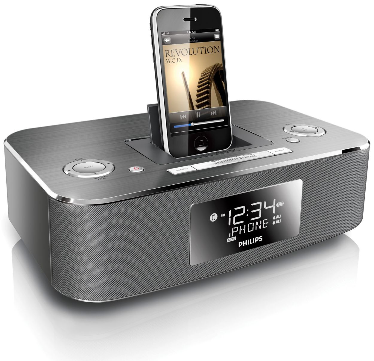 Best Buy: Philips Digital FM Dual-Alarm Clock Radio with Apple®iPod® Dock  Black DC190B/37