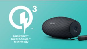 Quick-charge recharges speaker 3 times faster