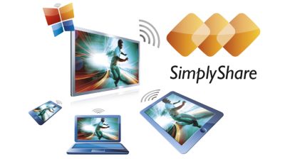 Reproduce películas y música de forma inalámbrica con SimplyShare