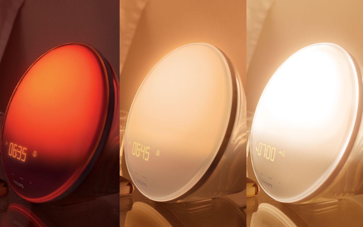  Philips Reloj despertador SmartSleep HF3500 / 60 Wake-Up Light  Therapy con simulación Sunrise, blanco : Salud y Hogar