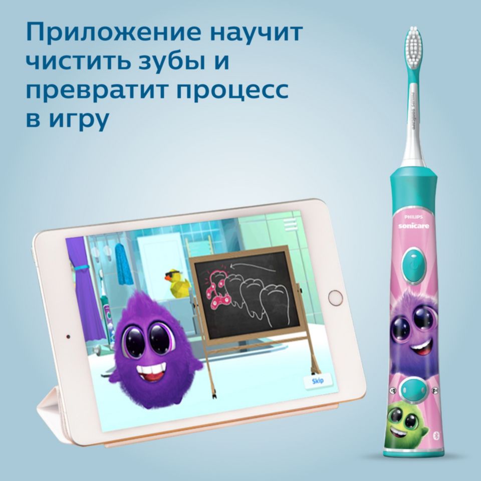 Детская электрическая зубная щетка Philips Sonicare for kids HX6322/04 с  мобильным приложением | Philips Sonicare