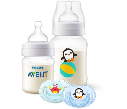 Philips Avent - Chupetes Soothie azules 0-6 meses, Set De Biberones