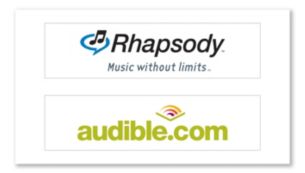 More content choices, with Rhapsody and Audible support