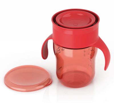 Philips AVENT 2 PACK - 12 oz Straw Toddler Sippy Drinking Cups RED - 18m +  (Red) - For Moms