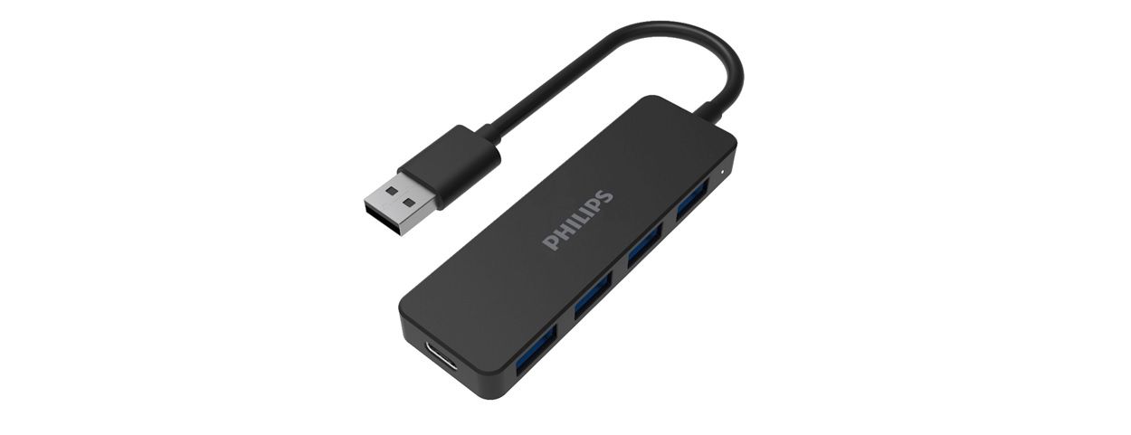 USB-A 插座集线器可扩展至 5 端口迷你集线器。