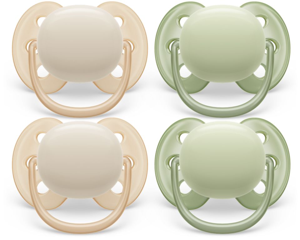 Philips Avent Ultra Soft Pacifier, 6-18 months, Teal and Gray Colors, 4  pack, SCF211/40 