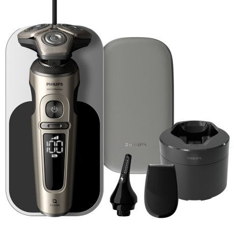 SP9883/36 Shaver S9000 Prestige Strojček na suché a mokré holenie so SkinIQ