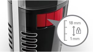 18 einstellbare Schnittlängen von 1 mm bis zu 18 mm