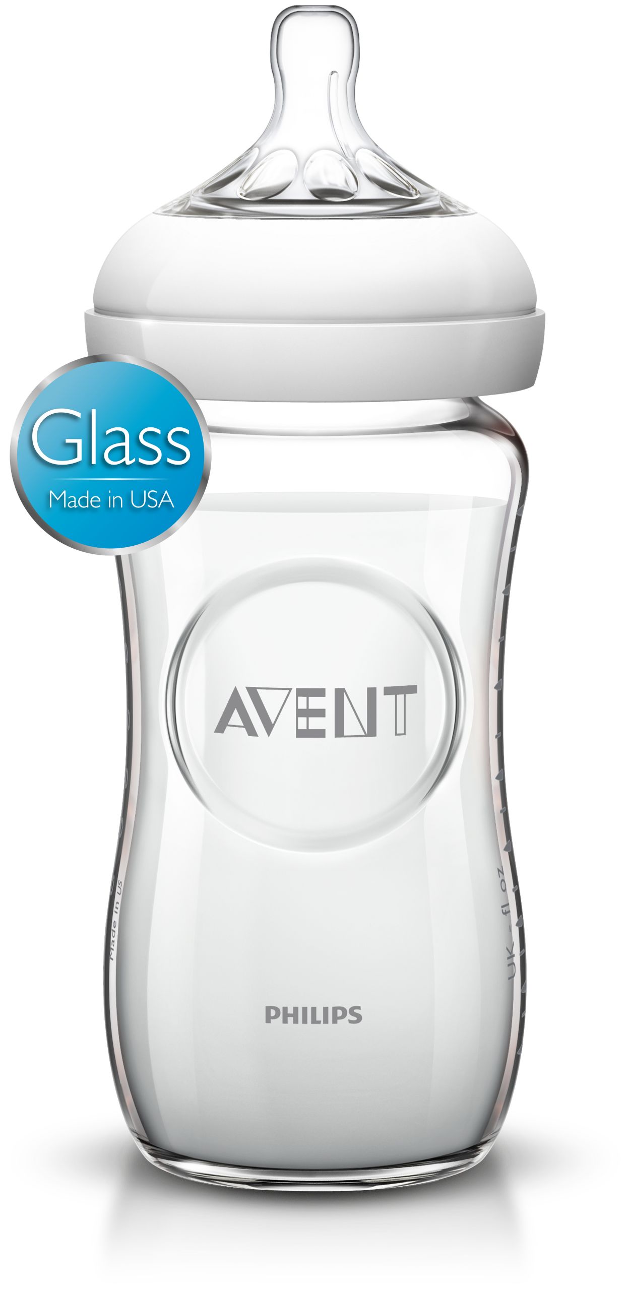 Philips Avent Glass Natural Baby Bottle, Made in USA