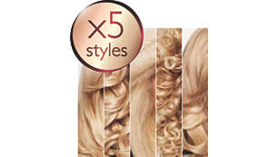 5 styles: straight, big curls, ringlets, crimps and waves