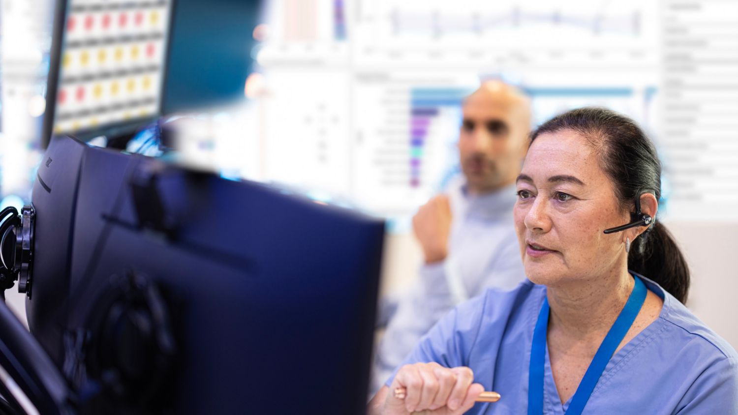 A remote nurse in a tele-center