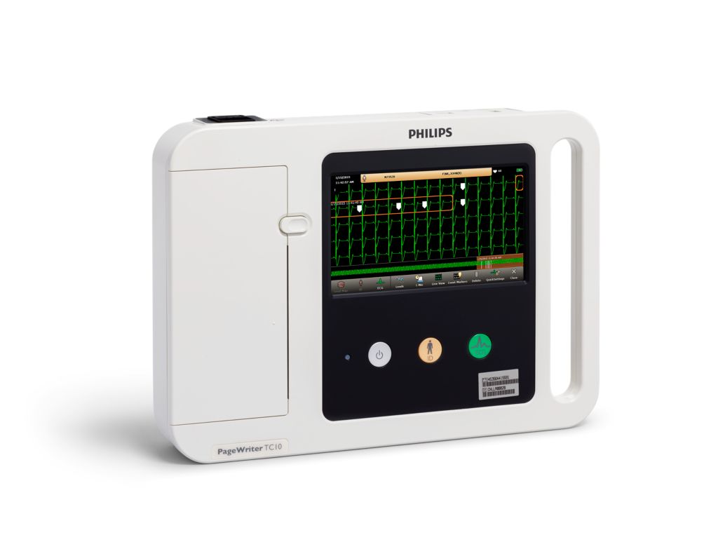 PageWriter TC10 cardiograph offers visual guidance to simplify ECGs.