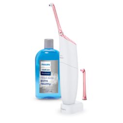 Rechargeable powered dental flosser - pink nozzle