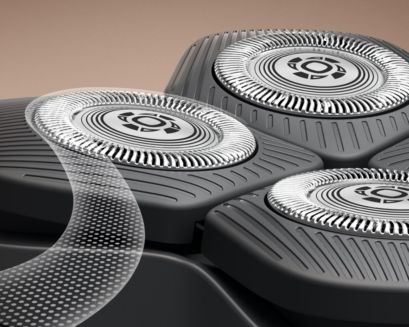 A close-up of Philips head shaver's ComfortCut blades