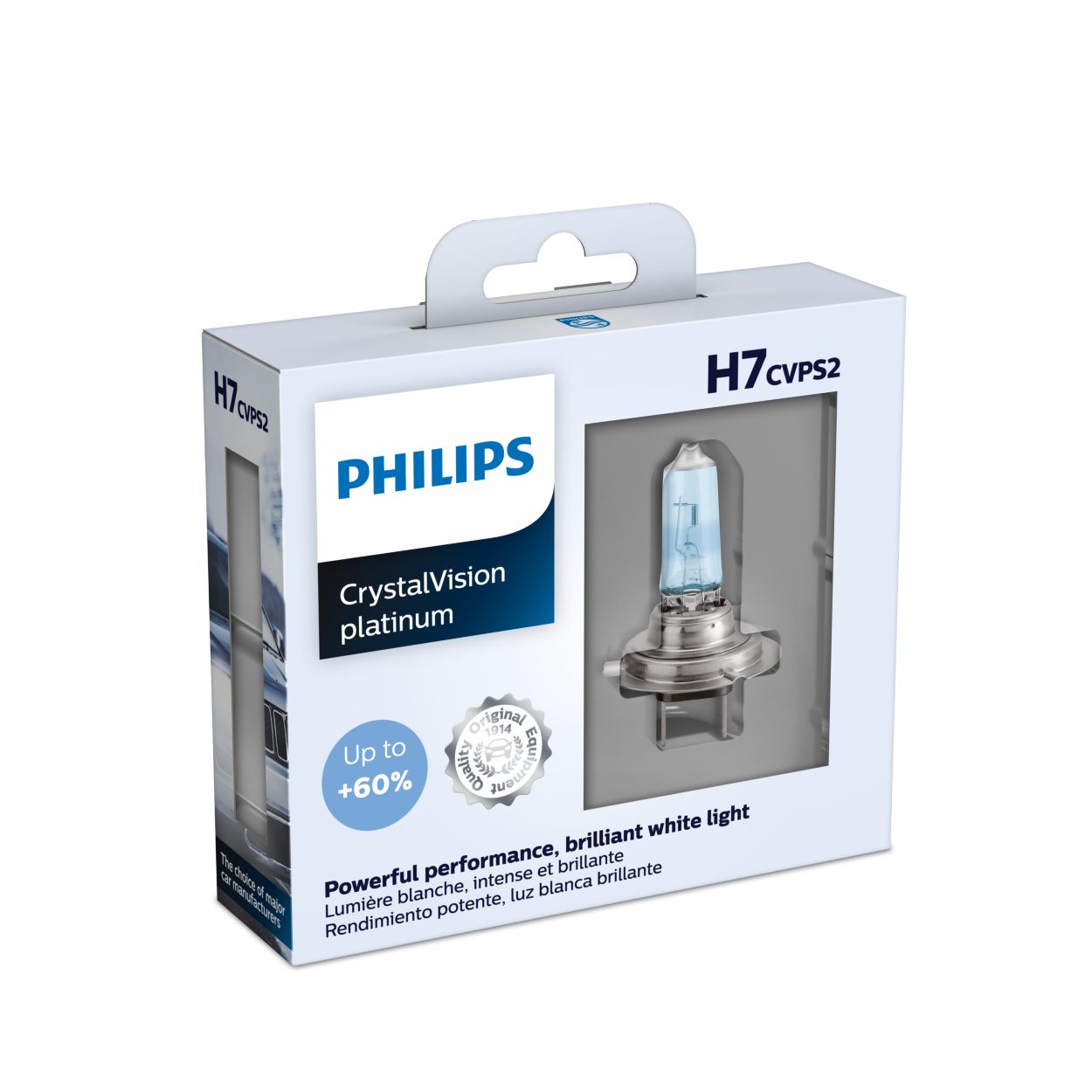  Philips Automotive Lighting H7 CrystalVision Platinum - Bombilla  mejorada para faros delanteros, (H7CVPS2), 2 unidades (paquete de 1) :  Automotriz