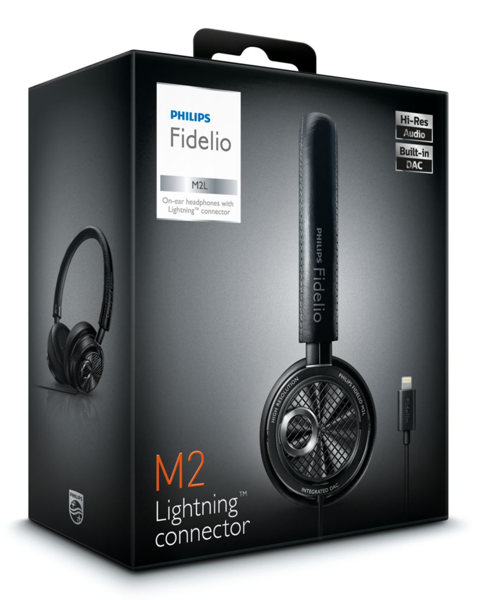 Philips Fidelio M2L/27 High Resolution Headphones with Built-in DAC and  Lightning Connector for Apple iOS (Black)