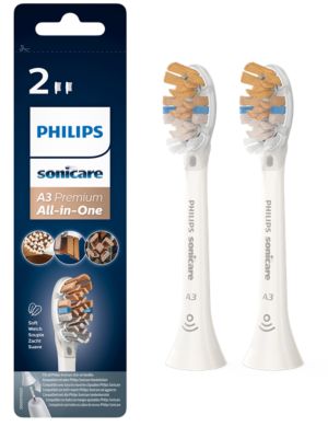 Philips Philips Sonicare A3 Premium All-in-One 2x Witte sonische opzetborstels HX9092/10 aanbieding