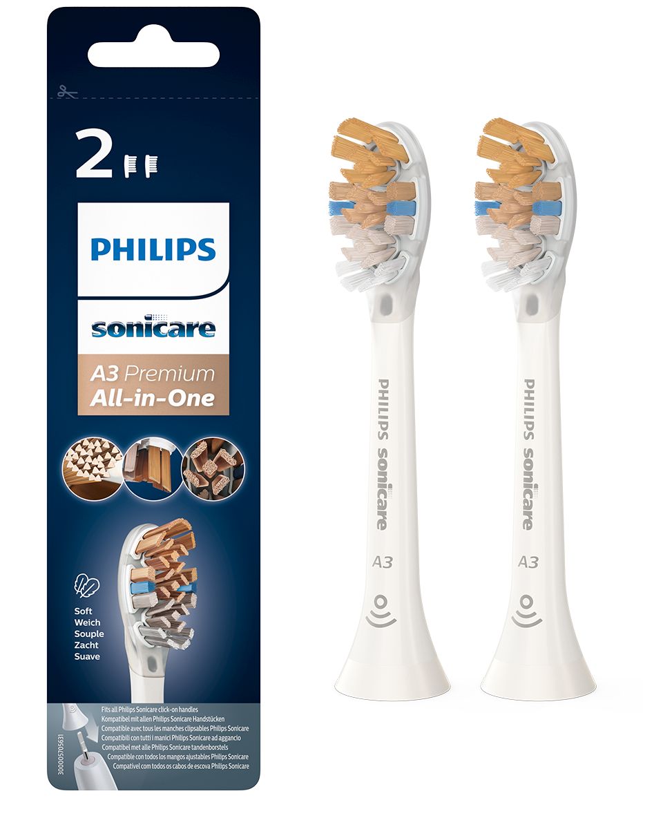 2x White sonic toothbrush heads