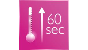Snelle opwarmtijd, binnen 60 seconden klaar voor gebruik