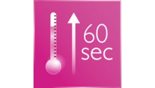 Calentamiento rápido: lista para usar en 60 segundos